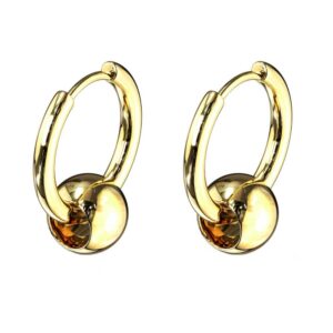 Stainless Steel Hinge Hoop Earrings with Captive Ball - Gold Plated