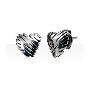 Stainless Steel Slashed Hearts Earrings