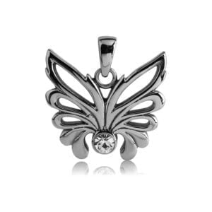 Stainless Steel Wings CZ Pendant