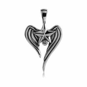 Star And Angel Wings CZ Pendant