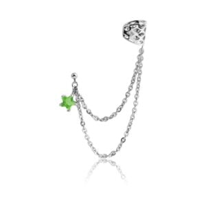 Star Chain Ear Piercing Cuff - Green