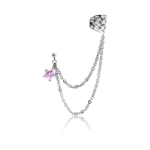 Star Chain Ear Piercing Cuff - Pink