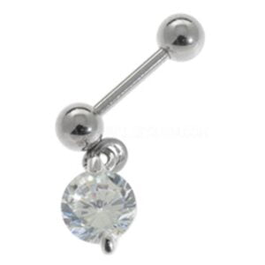 Steel Charm Barbell - Round Jewel