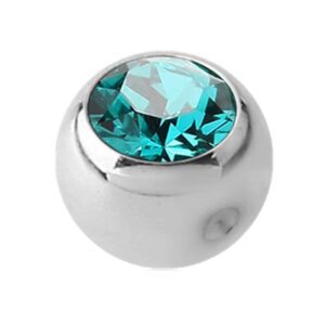 Steel Clip-in Jewelled Balls - Blue Zircon
