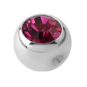Steel Clip-in Jewelled Balls - Fuchsia