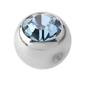 Steel Clip-in Jewelled Balls - Light Blue