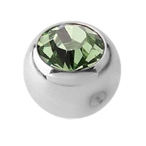 Steel Clip-in Jewelled Balls - Light Green