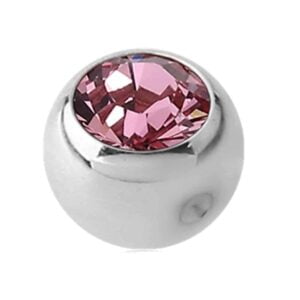Steel Clip-in Jewelled Balls - Pink