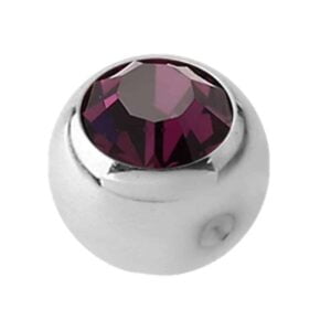 Steel Clip-in Jewelled Balls - Purple