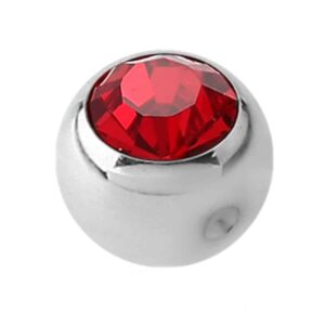 Steel Clip-in Jewelled Balls - Red