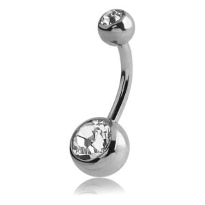 Steel Double Jewelled Navel Banana Bell - Clear