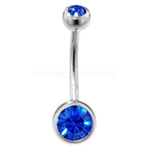 Steel Double Jewelled Navel Banana Bell - Dark Blue