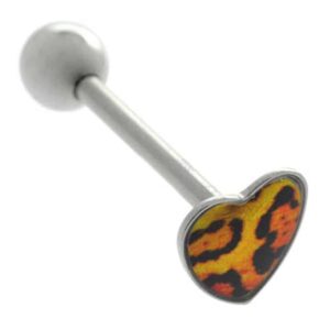 Steel Heart Tongue Bar - Leopard Print