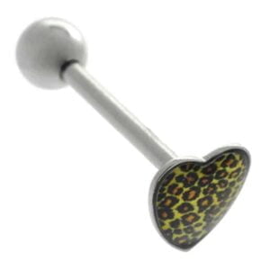 Steel Heart Tongue Bar - Yellow Leopard