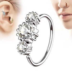 Steel Hoop Ring for Nose & Ear Cartilage - Clear