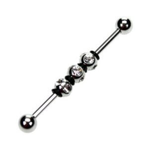 Steel Industrial Piercing Bar - Crystal Balls