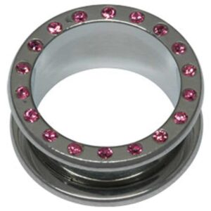 Steel Jewelled Flesh Tunnel - Pink