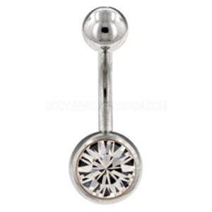 Steel Jewelled Navel Banana Bell - Clear