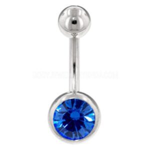 Steel Jewelled Navel Banana Bell - Dark Blue