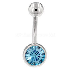 Steel Jewelled Navel Banana Bell - Light Blue