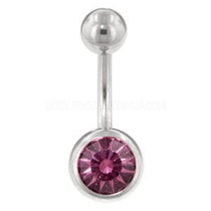 Steel Jewelled Navel Banana Bell - Pink