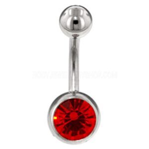 Steel Jewelled Navel Banana Bell - Red
