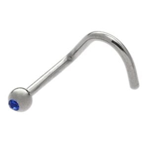 Steel Jewelled Nose Stud - Dark Blue