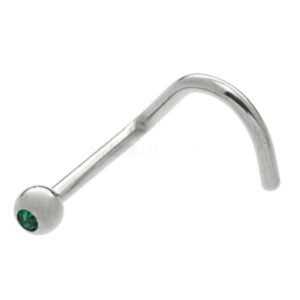 Steel Jewelled Nose Stud - Dark Green