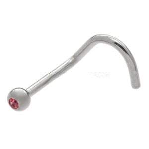 Steel Jewelled Nose Stud - Pink