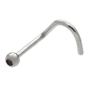 Steel Jewelled Nose Stud - Red