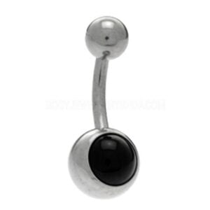 Steel Smooth Jewelled Navel Bananabell - Black <span class="custom_location">- 11A10UK</span>