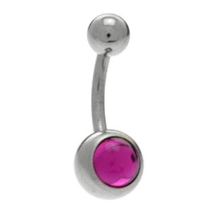 Steel Smooth Jewelled Navel Bananabell - Fuchsia <span class="custom_location">- 11A10UK</span>