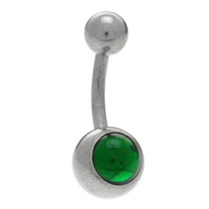Steel Smooth Jewelled Navel Bananabell - Green <span class="custom_location">- 11A10UK</span>