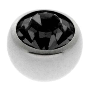 Steel Threaded Jewelled Balls - Black