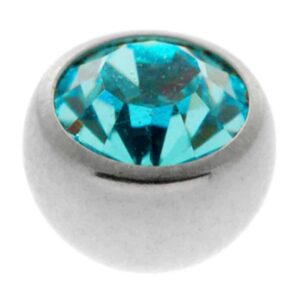 Steel Threaded Jewelled Balls - Blue Zircon