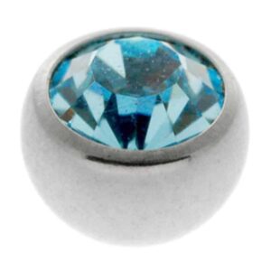 Steel Threaded Jewelled Balls - Light Blue