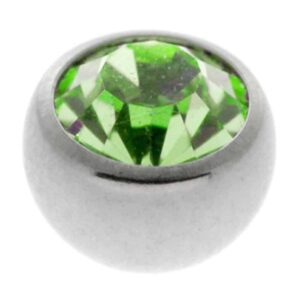 Steel Threaded Jewelled Balls - Light Green