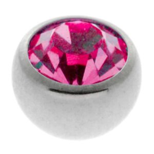 Steel Threaded Jewelled Balls - Pink