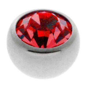 Steel Threaded Jewelled Balls - Red
