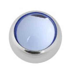 Steel Threaded Smooth Jewelled Balls - Light Blue