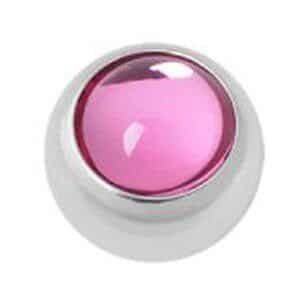 Steel Threaded Smooth Jewelled Balls - Pink