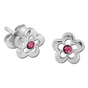 Sterling Silver 925 Flower Push Back Earrings