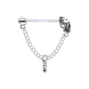 Sterling Silver & PTFE Nipple Chain - Pistol