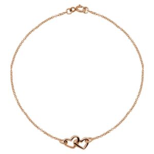 Rose Gold Double Love Heart Ankle Chain