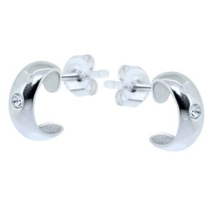 Silver Ear Studs with Crystal Jewel