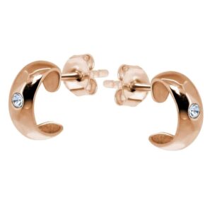Silver Rose Gold Ear Studs with Crystal Jewel