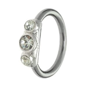 Surgical Steel & Silver Ball Closure Ring - Outward Facing Jewels