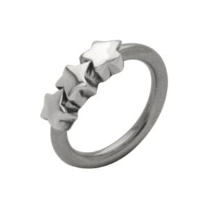 Surgical Steel and Silver Charm Ball Closure Ring - Outward Stars