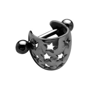 Surgical Steel and Silver Charm Ear Tip - Star Shield