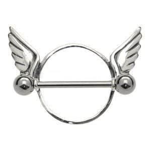 Surgical Steel and Silver Nipple Rounder - Wings
